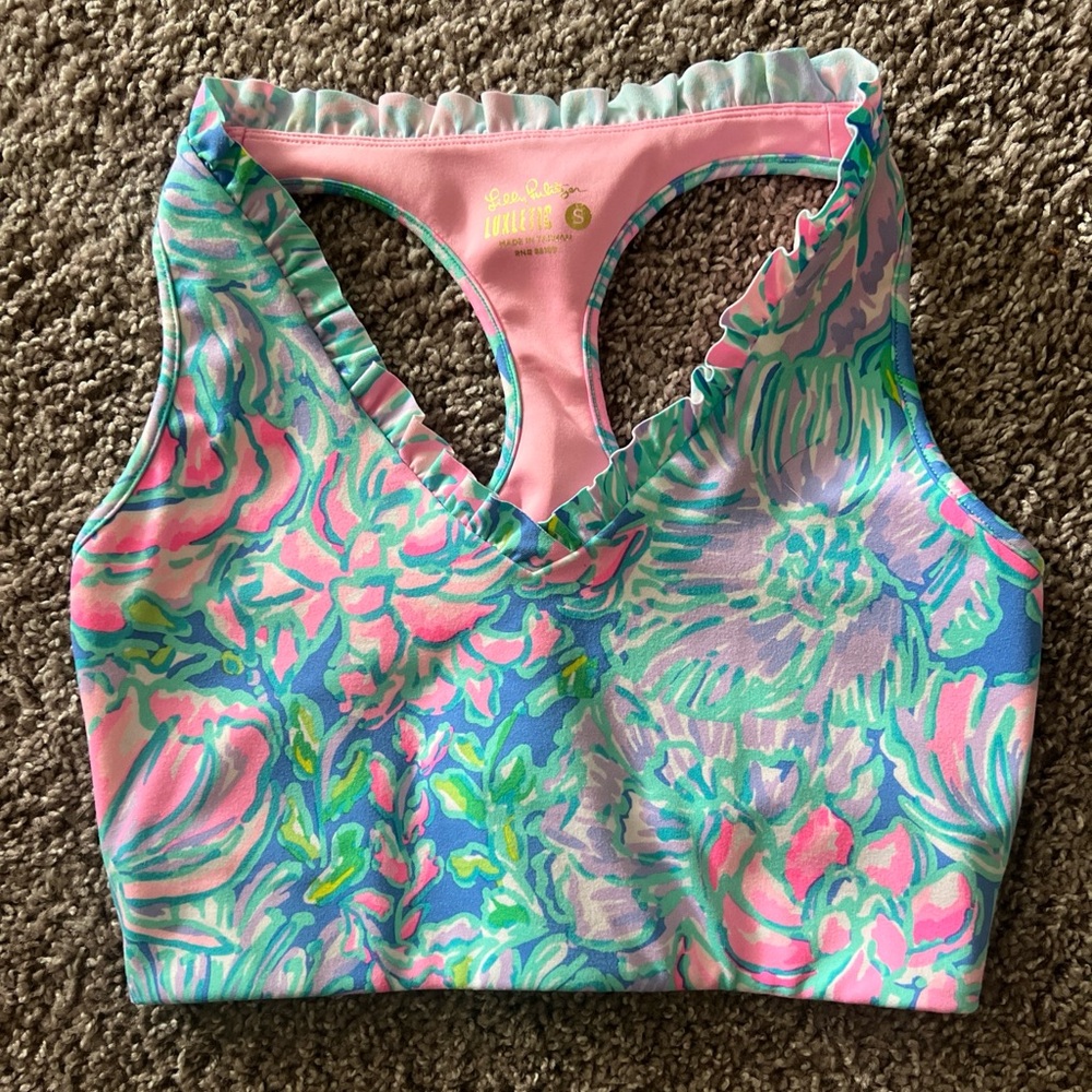 NWOT Lilly Pulitzer Luxletic Sports Bra and Legging Set w/ Ruffle detail